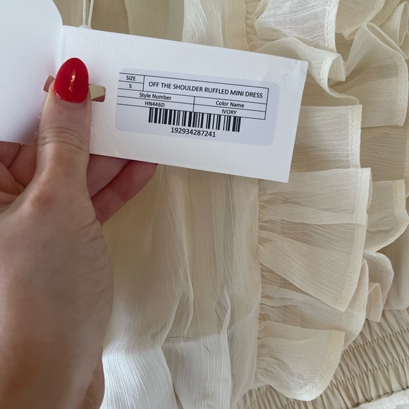 Ivory Off the Shoulder Ruffled Mini - Picture 8 of 8
